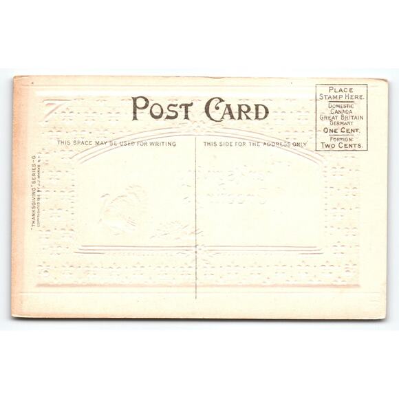 Vintage 1912 Thanksgiving Embossed Lithograph Postcard with Turkey - Picture 2 of 2